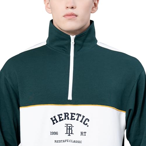 Image of Red Tape Cotton Half Zip Mock Neck Sweatshirt For Men | Cut & Sew | Everyday Comfort