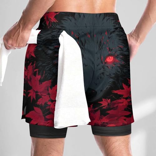 Animal Graphic Men's Swim Trunks with Compression Liner Workout Athletic Shorts with Pockets Quick Dry Beach Shorts3