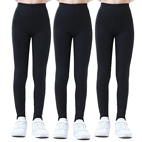 Girls MultiPacks Soft Stretch Leggings Full-Length Pants Basic Wear 4-13 Years (Pack of 3)