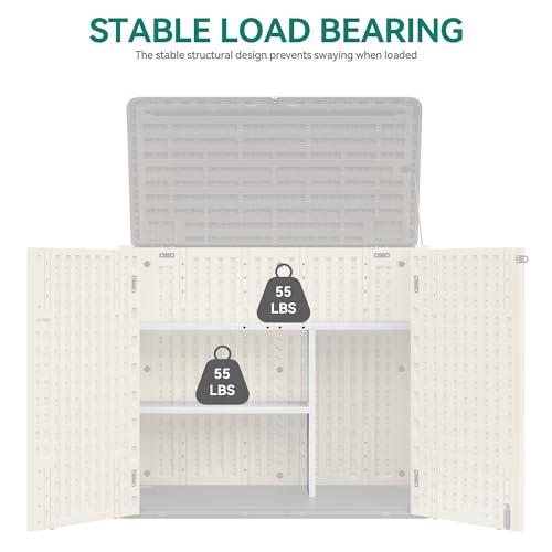 Image of YITAHOME 30cuft Horizontal Storage Shed Shelf, Weatherproof Metal Shelf for 30 cu ft Tool Cabinet, Ideal for Outdoor Use, Easy Assembly,45.6 inch L X 13.2 inch W X 29.2 inch H, White