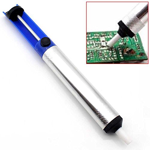 OcioDual Desoldador Limpiador de Residuos de Estaño en Placas Electrónicas, Bomba de succion Metal Plastico Color Azul