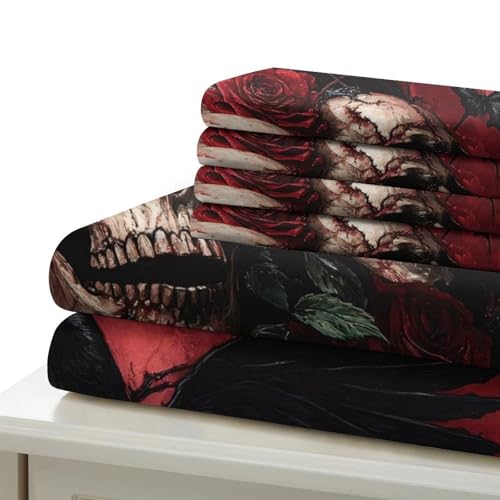 Linge de lit gothique Skulls 3 pièces housse de couette 260x220cm - 7
