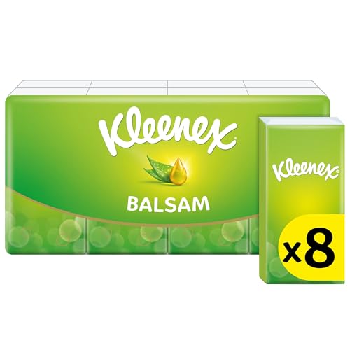 Kleenex Balsam Pañuelos, 4 Capas, 8 Paquetes, Blanco