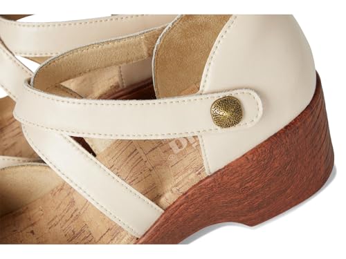 Image of Alegria Womens Savina Leather Wedge - Stylish and Versatile Mary Jane for Endless Support - Enhanced Arch Slip Resistant Platform Ankle Cross Strap Heel for Professionals