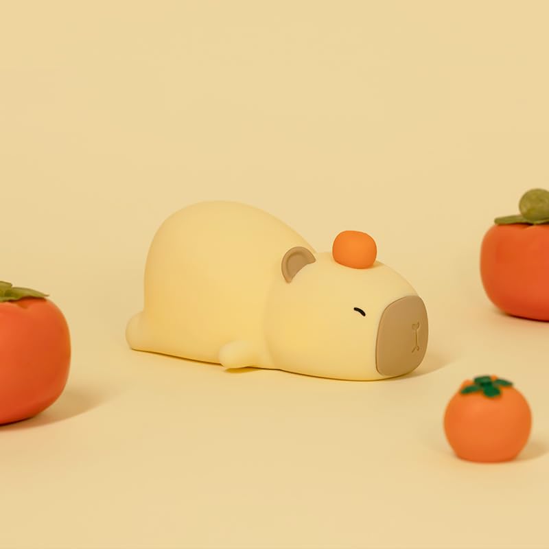 Aokpsrt Lying Capybara Night Light 7 Colors Adjustable Brightness with Timer, Kawaii Animal Lamp Nursery Night Lights