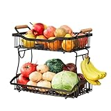Obst-Organizer auf der Arbeitsplatte, Lebensmittelständer mit 2 Ebenen, platzsparender Brot-Organizer, für Obst, Gemüse, Vorspeisen, Brot, Speisekammer, Büro, Arbeitsplatte, Küche, Tisch