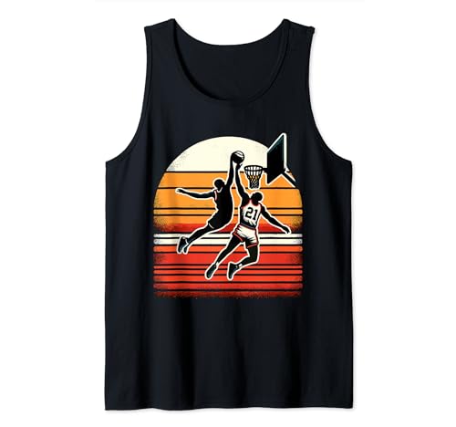 Slam Dunk Showdown - vintage Basketball Sunset Duel Tank Top