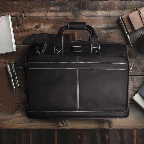 LEATHER VILLAGE Genuine Leather 18 Inch Office Laptop Bag & 24 Inch Travel Duffel Bag Set – Men’s Business and Overnight Bags – Cherry Duffel Bag and Black Laptop Bag – Pack of 23