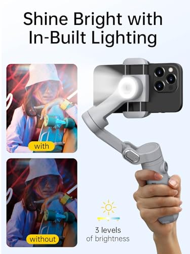 AOCHUAN Gimbal Stabilizer for Smartphone, 3-Axis Portable iPhone Gimbal w/OLED Display for iPhone/Andriod, Phone Gimbal with Face/Object Tracking for Tiktok YouTube Vlog-Smart X Pro Gray — view 3