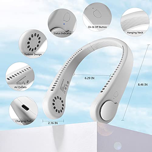 Cooperwin Neck Fan Portable Rechargeable Personal Fans Cooling Wearable Fan, Bladeless Fan Around The Neck, Neckband Fan With 3 Speeds Low Noise, Headphone Design Hands Free Sports Fan #TOP2