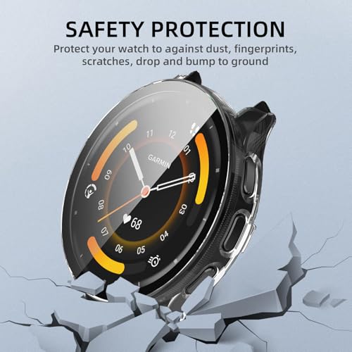 Image of Case Compatible with Garmin Venu 3, Hard PC Case with Tempered Glass Screen Protector, All-Round Protection, Scratch-Resistant and Shock-Absorbing Protective Case for Garmin Venu 3