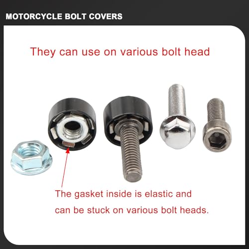 Image of Motorcycle Bolt Covers Head Bolts Engine Toppers Caps Kit for Harley 2017-2025 Touring Road King Street Glide Electra Road Glides 2018-2025 Softail Fatbob Breakout (White Black)