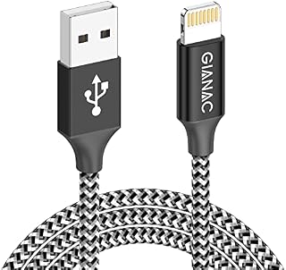 GIANAC iPhone Charger Cable, Lightning Cable 1.7FT/0.5M Nylon Braided iPhone Charger Lead USB Fast Charging Cable Compatible with iPhone 13/12/11/Pro/Xs Max/X/8/7/Plus/6S/6/SE/5S-Black