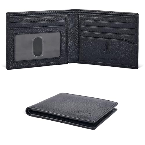 Image of Oak Leathers Slim Leather Wallet for Men - RFID Wallets Credit Card Holder Ultra Thin Gift for Mens, Front Pocket Minimalist Design