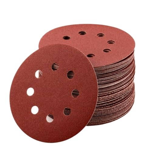Lija, Herramienta de pulido abrasivo de disco abrasivo de Metal for carpintería de papel de lija de 8 agujeros de 125mm(50pcs,60 grit)