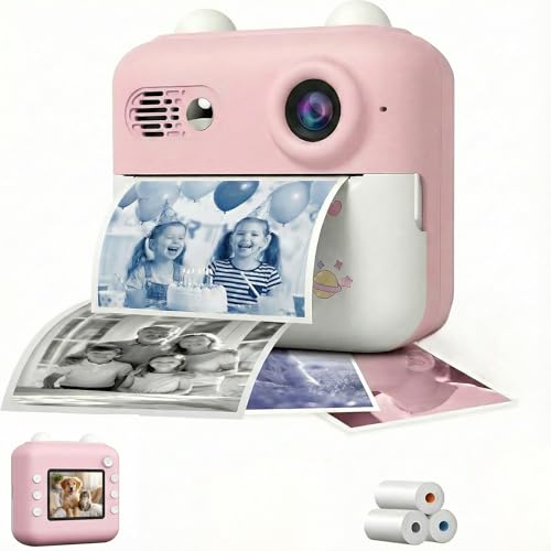 Instant Camera for Kids Camera Instant Print Camera كاميرا اطفال كميرا فورية 1080P HD with 3 Color Photos & 32G Card 2.4 Screen Birthday Gifts for Boys and Girls Age 3-12 Years Old