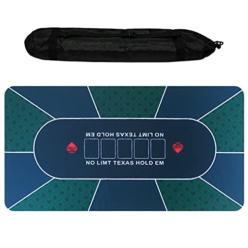 47” X 19” Poker Mat, Professional Portable Anti-Slip Rubber Texas Hold’em Poker Table Tops Layout With Carrying Bag 3Mm Thickness (47” X 19”, Dark Green) #TOP27