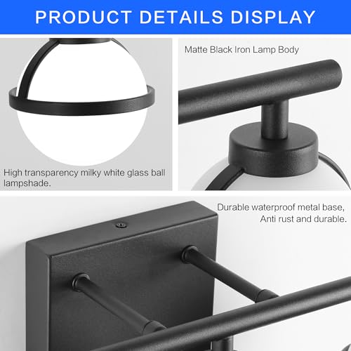 Image of SOLFART 4 Lights Bathroom Lights Over Mirror Vanity Lights for Bathroom Vintage Bathroom Light Fixtures Over Mirror Black Vanity Lighting Mirror Lights