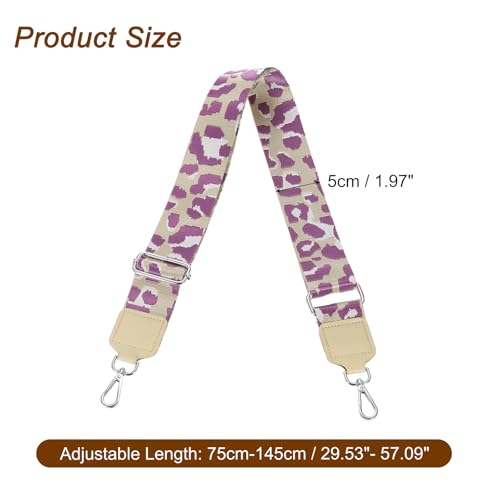 Image of uxcell Wide Shoulder Strap, 5cm Adjustable Purse Strap Replacement Crossbody Strap for Shoulder Bag Handbag, Light Purple, Silver Square Mouth Buckle