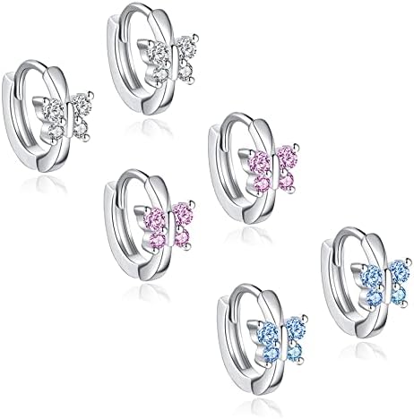 Double Love Heart Silver Huggie Hoop Earrings for Women Cubic Zirconia 925 Sterling Silver Cute Sleeper Earrings for Teen Girls