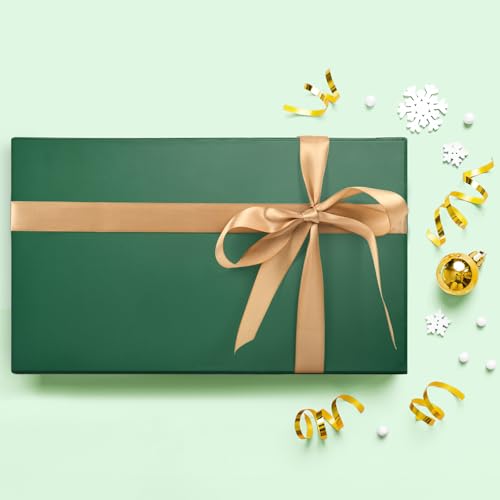 Image of LIFELUM Green Gift Box 14 inchx8.5 inchx4.5 inch Christmas Gift Boxes with Lids for Presents for Anniversary Wedding Proposal Birthday Gift boxes with Shredded Filler Card Ribbon