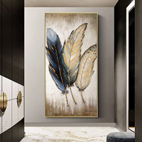 Toile sur plume abstraite grand format 40x80cm sans cadre esthétique épurée - 2