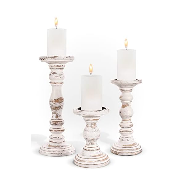 Candle Holders for Pillar Candles - Large Wooden Tall Candle Holders Compatible With Battery-Operated Candles - Pillar Candle Holders Set of 3 Candle Holders for Pillar Candles - Large Wooden Tall Candle Holders Compatible With Battery-Operated Candles - Pillar Candle Holders Set of 3