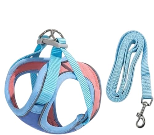 小型犬用ハーネス、猫用ハーネスとリード - 反射ストリップ付き調節可能な猫用ハーネスとリードセット | 猫ベストハーネス、子猫と子犬のための安全な猫アクセサリー (S,RT-4)