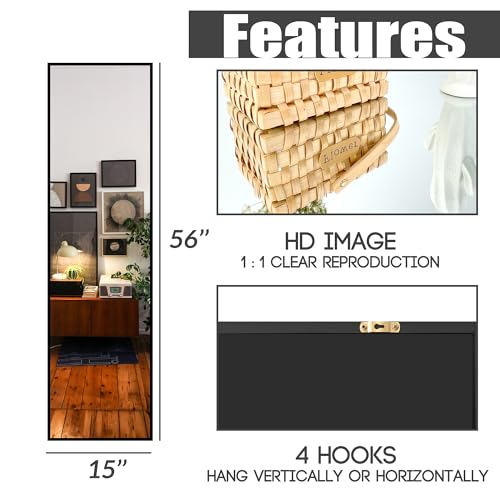 Trahome Standing Mirror Full Length Mirror,Large Floor Mirror With Aluminium Frame For Door Bedroom Bathroom Living Room thumb #5
