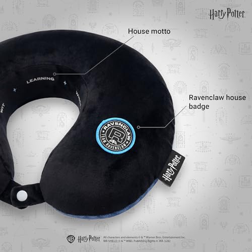Image of Nasher Miles x Harry Potter Ravenclaw Memory Foam Neck Pillow for Travel, Removable Washable Polyester Cover with 360 Stable Neck Support (Black & Blue)