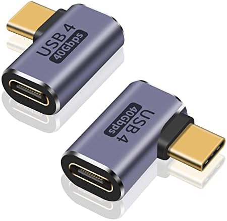 Maxhood Right Angle USB C Adapter, 40Gbps USB C Adapter, 2Pack USB C Extender Adapter Support 8K Video Display 100W Charging for Thunderbolt4, USB4, USB C Mobile Phone, Tablet