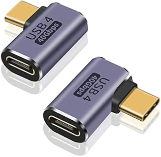 Maxhood Right Angle USB C Adapter, 40Gbps USB C Adapter, 2Pack USB C Extender Adapter Support 8K Video Display 100W Charging for Thunderbolt4, USB4, USB C Mobile Phone, Tablet