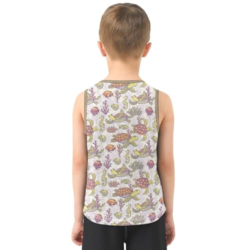 Baby Boys Sleeveless Tank Top Sea Turtle Coral Toddler Athletic Vest 3-10T3