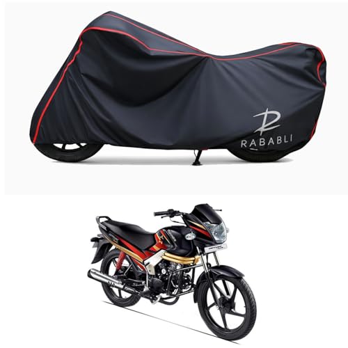 Image of Waterproof Bike Body Cover Compatible for | Mahindra Centuro BS6 | Taffeta Fabric, Red Piping Design, Bottom Elastic Fit | Dustproof, Sun UV & Rain Protection for All Bikes