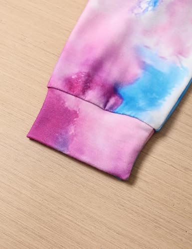 Image of Girls Clothes Tie Dye Sweatsuit Long Sleeve Sweatshirt Tops and Flare Pants 2PCS Girls Fall Clothes