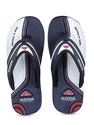 Image of ADDA Men's White & Navy Blue Slipper - 6 UK