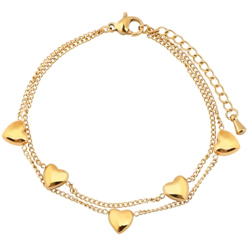 Image of 18K Gold Plated Stainless Steel Dainty Charms Colorful Crystal Birthstone Bracelet Minimalist Cute Jewelry for Women