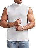 Verdusa Men's Turtleneck Tank Top Solid Sleeveless Pullover Shirt White L