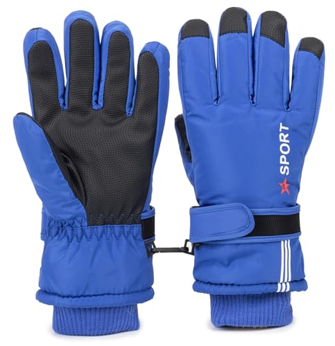 Image of Kids Ski Gloves Winter Warm Glove Outdoor Thermal Snow Finger Mittens for Boys Girls 5-10 Years