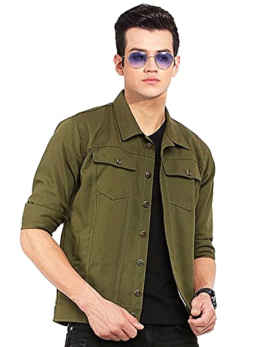 Image of Men Regular Fit Washed Full Sleeve Denim Jacket