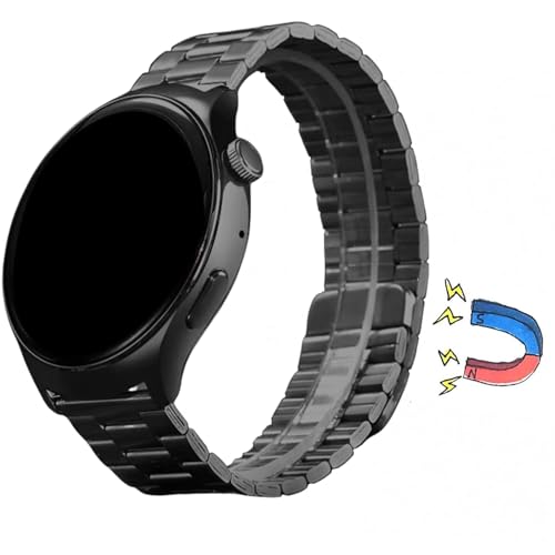 Triblanc Correa de metal de 22 mm, cierre magnético, acero inoxidable, cierre rápido, adecuada para hombre y mujer (negro)