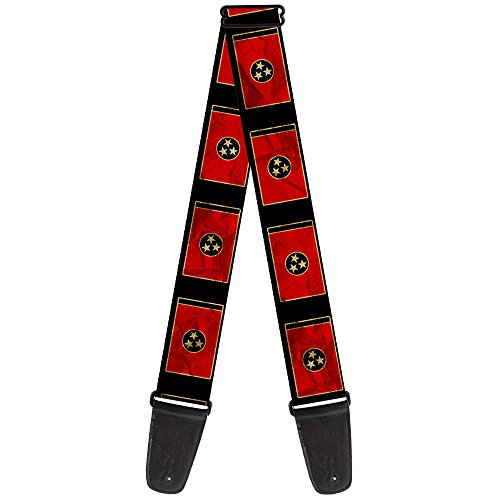 Image of Buckle-Down GS-W32092 Guitar Strap - Tennessee Flag /Black Distressed - 2 inch Wide - 29-54 inch Length