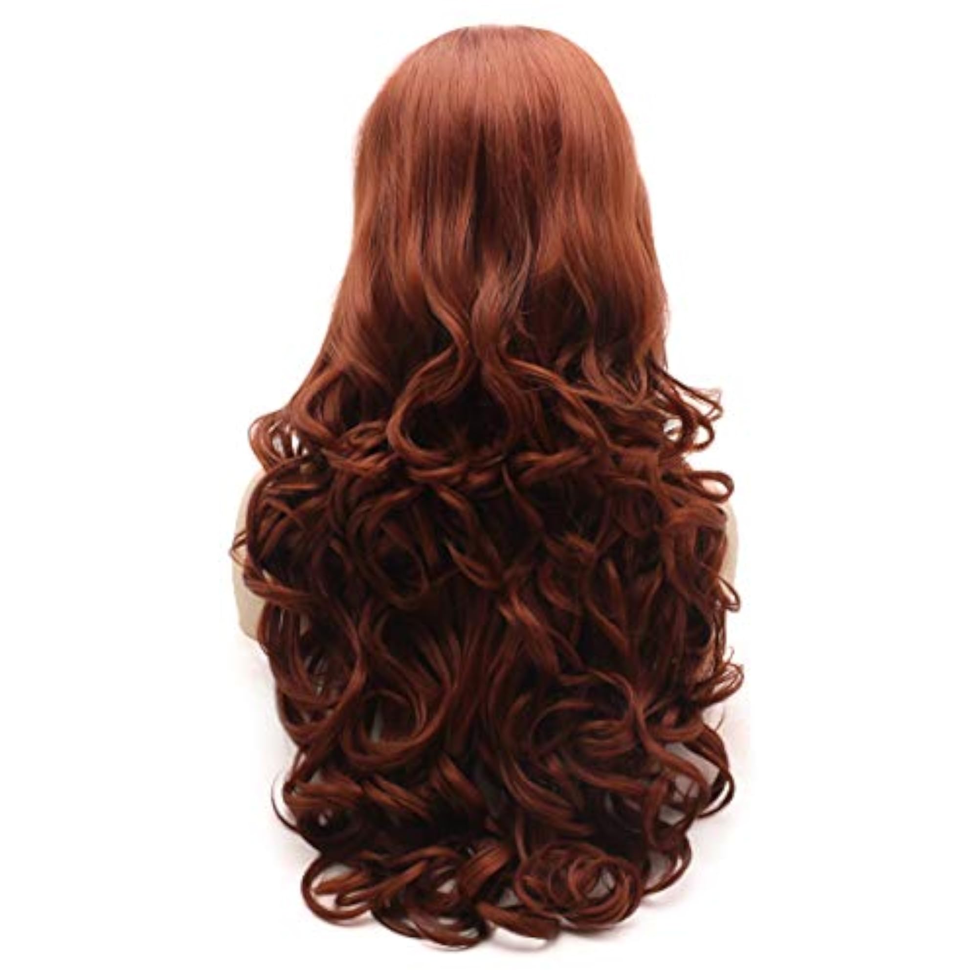 Wavy Long 26inch Wine Red Synthetic Lace Front Wig