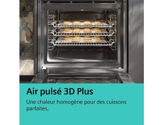Siemens HR538ABS1 Einbau-Backofen iQ500, Integrierbarer Backofen 60 x 60cm, Schnellaufheizung, coolStart, ecoClean, Dampfunterstützung, cookControl 30, Schwarz – Bild 6