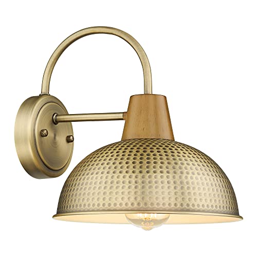 Farmhouse Barn Light Outdoor, Hwh Outdoor Sconces Wall Lighting, Gooseneck Barn Wall Sconce Light For Patio Porch Garage, Hammered Metal Shade, Antique Brass, 5Hzg70B Bg #TOP15