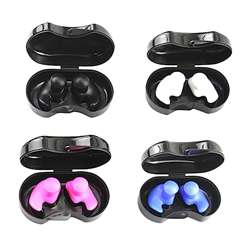 KOMBIUDA 4 Pairs Silicone Waterproof Ear Plugs for Kids Adults Swimming Earplugs for Diving Bathing Surfing