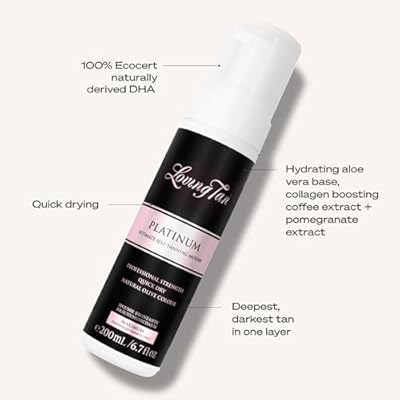 Loving Tan Platinum Self Tanning Mousse, Dark - Streak Free, Natural Looking, Professional Quality Sunless Tanner- 10+ Self Tan Applications per Bottle, Cruelty Free, Naturally Derived DHA- 6.7 Fl Oz