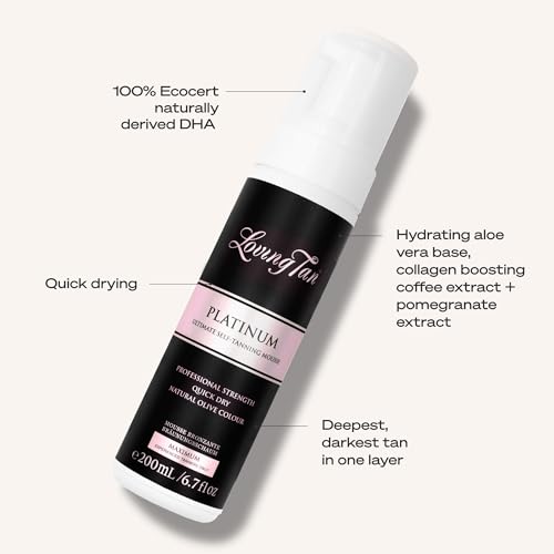 Mousse autobronceador oscuro de aspecto natural Loving Tan Platinum con DHA 5