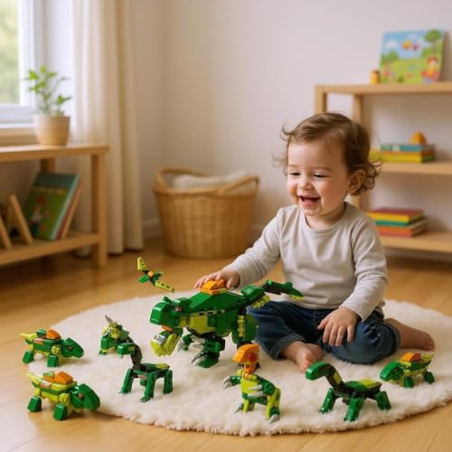 Image of SKY LINE OCEAN 6-in-1 Dinosaur Building Blocks Set - 160 Pcs Educational DIY Construction Toy for Kids Ages 6+, Realistic Jurassic Models with Instruction Manual | 6 Months Structural Warranty