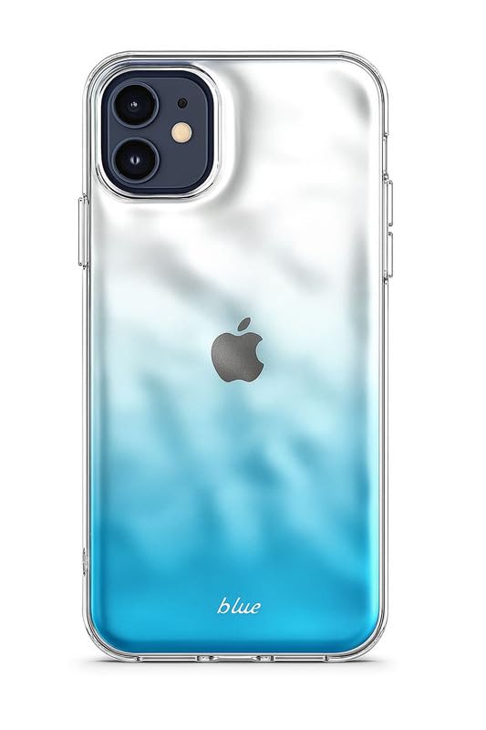 Image of COVERLY Luxury Ombre Blue iPhone 12 Pro Case - Shockproof Soft Silicone Back Cover with Camera Ring & Gold Detailing | Slim Gradient Mobile Cover for Girls & Women | Compatible with iPhone 12 Pro